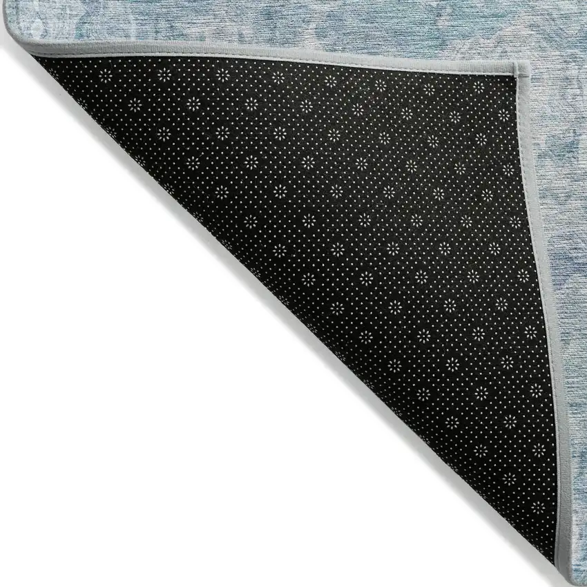 Sky Blue And Denim Blue Abstract Washable Indoor Outdoor Area Rug Photo 4