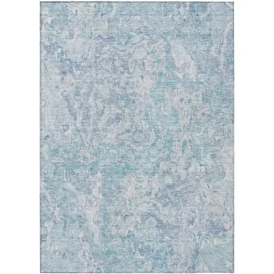 Sky Blue And Denim Blue Abstract Washable Indoor Outdoor Area Rug Photo 2