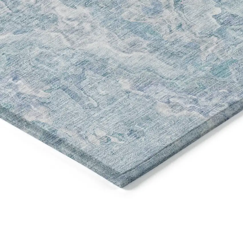 Sky Blue And Denim Blue Abstract Washable Indoor Outdoor Area Rug Photo 5