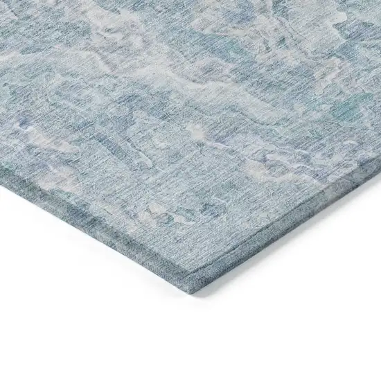 Sky Blue And Denim Blue Abstract Washable Indoor Outdoor Area Rug Photo 5