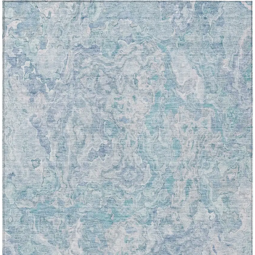 Sky Blue And Denim Blue Abstract Washable Indoor Outdoor Area Rug Photo 7