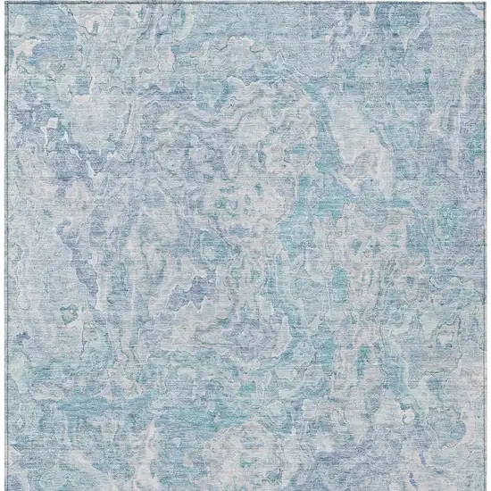 Sky Blue And Denim Blue Abstract Washable Indoor Outdoor Area Rug Photo 7