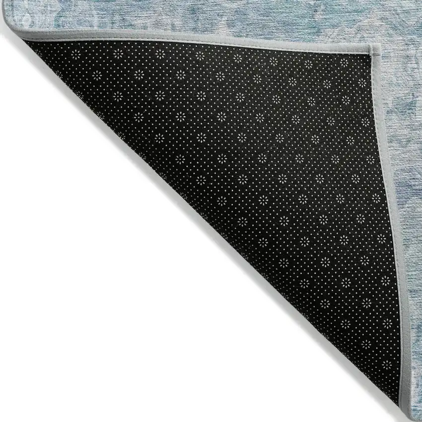 Sky Blue And Denim Blue Abstract Washable Indoor Outdoor Area Rug Photo 4