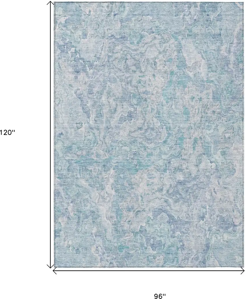 Sky Blue And Denim Blue Abstract Washable Indoor Outdoor Area Rug Photo 3