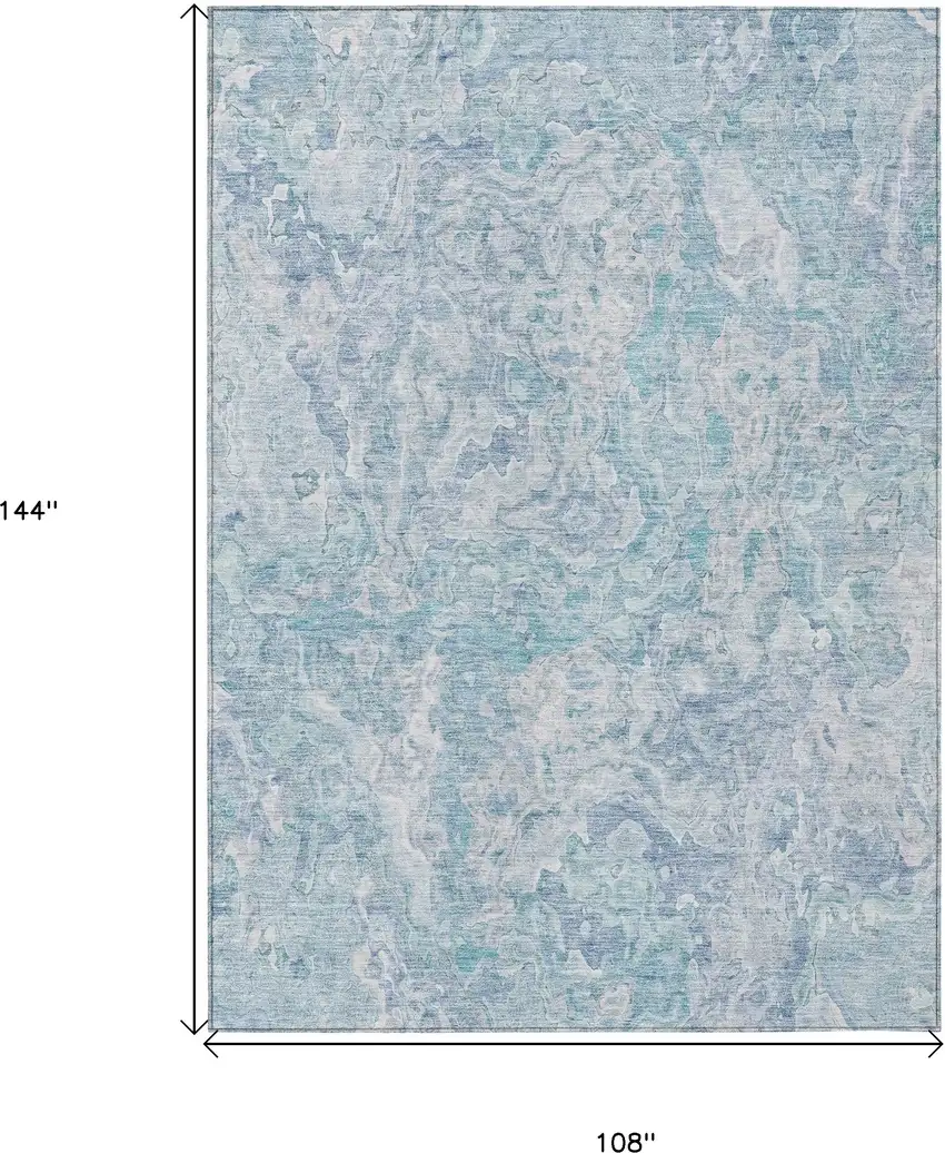 Sky Blue And Denim Blue Abstract Washable Indoor Outdoor Area Rug Photo 3