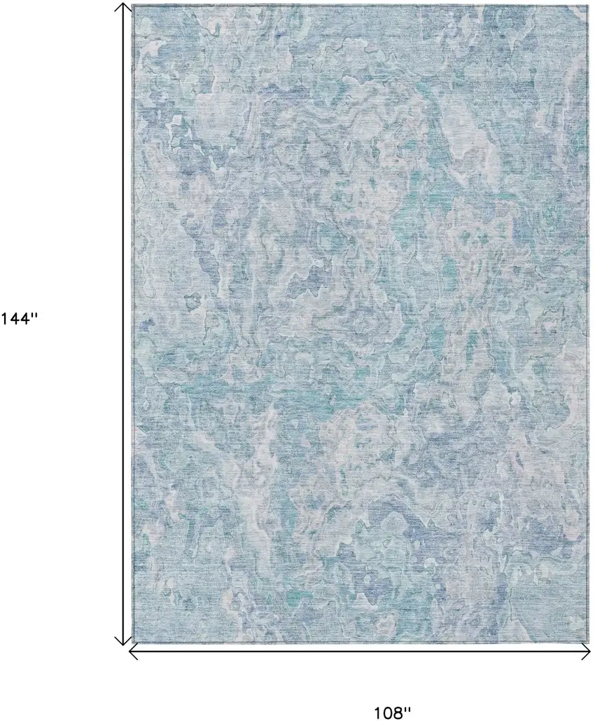 Sky Blue And Denim Blue Abstract Washable Indoor Outdoor Area Rug Photo 3