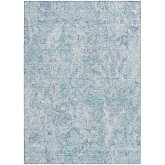 Sky Blue And Denim Blue Abstract Washable Indoor Outdoor Area Rug Photo 7
