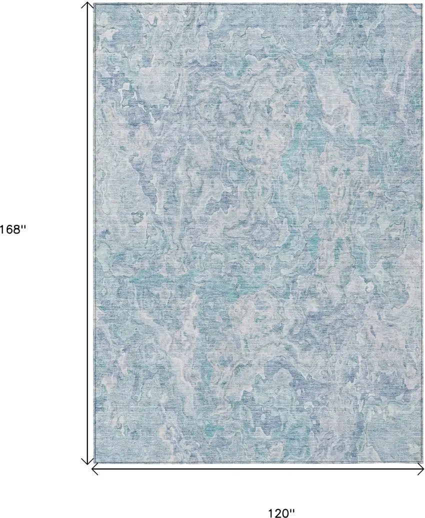 Sky Blue And Denim Blue Abstract Washable Indoor Outdoor Area Rug Photo 3
