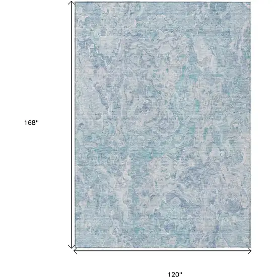 Sky Blue And Denim Blue Abstract Washable Indoor Outdoor Area Rug Photo 3