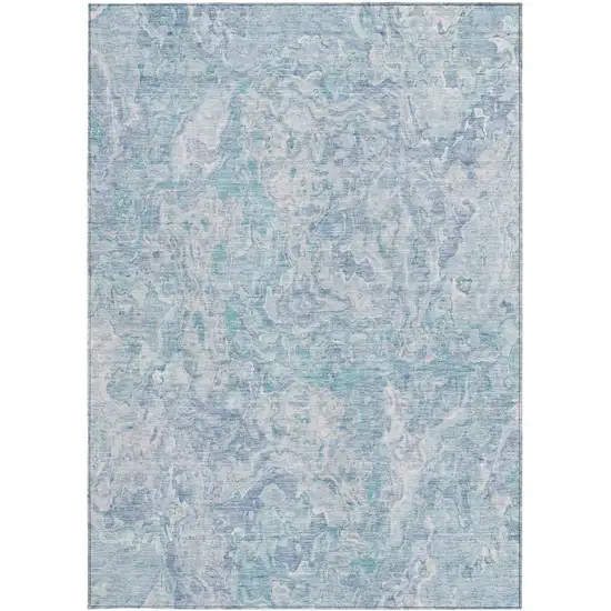 Sky Blue And Denim Blue Abstract Washable Indoor Outdoor Area Rug Photo 6