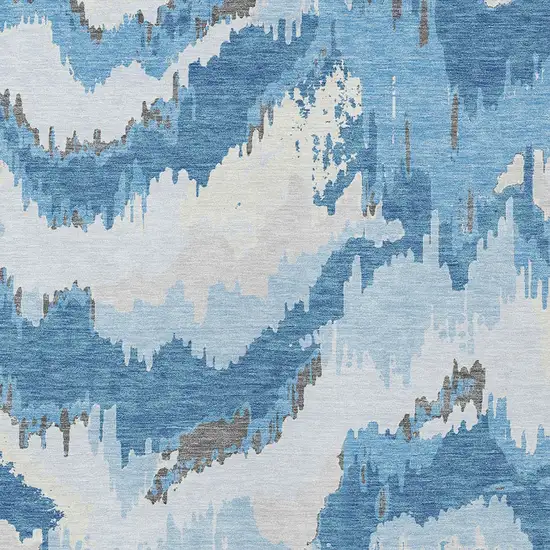 Sky Blue And Denim Blue Abstract Washable Indoor Outdoor Area Rug Photo 6