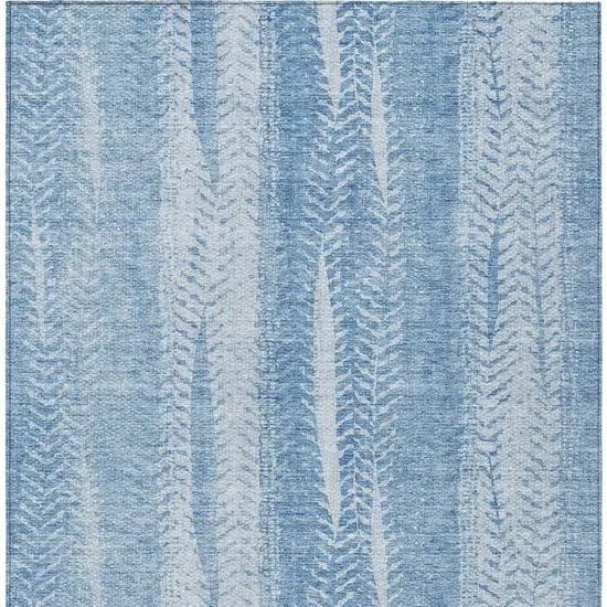 Sky Blue And Denim Blue Botanical Leaves Washable Indoor Outdoor Area Rug Photo 6