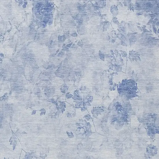 Sky Blue And Denim Blue Floral Washable Indoor Outdoor Area Rug Photo 4