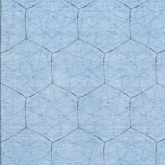 Sky Blue And Denim Blue Geometric Washable Area Rug With UV Protection Photo 2