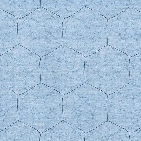 Sky Blue And Denim Blue Geometric Washable Area Rug With UV Protection Photo 2