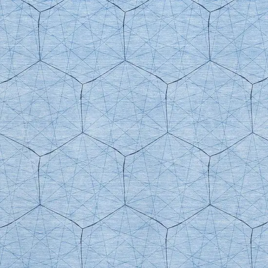 Sky Blue And Denim Blue Geometric Washable Area Rug With UV Protection Photo 2