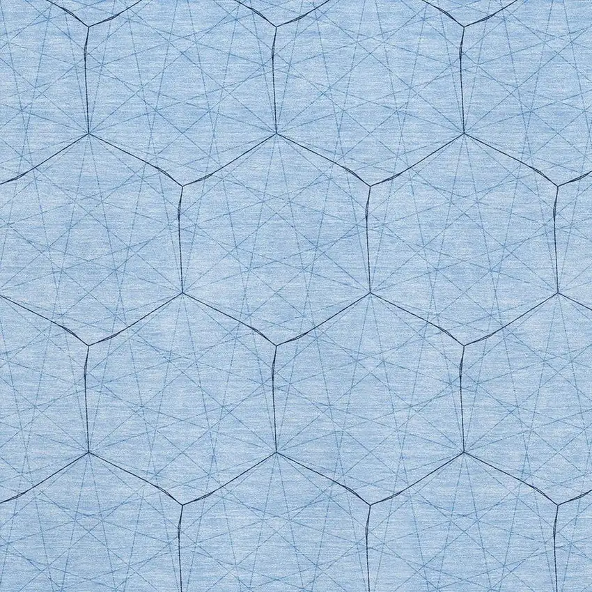 Sky Blue And Denim Blue Geometric Washable Area Rug With UV Protection Photo 2