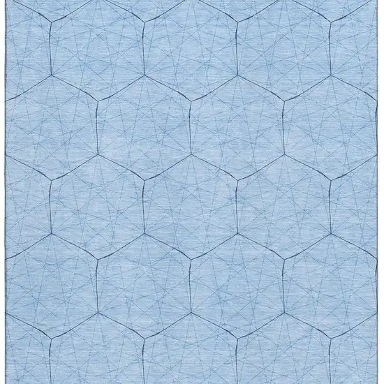 Sky Blue And Denim Blue Geometric Washable Area Rug With UV Protection Photo 4