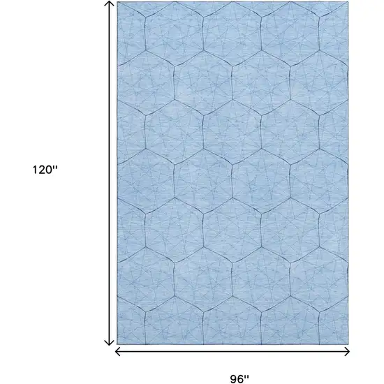 Sky Blue And Denim Blue Geometric Washable Area Rug With UV Protection Photo 8