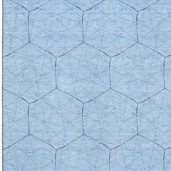 Sky Blue And Denim Blue Geometric Washable Area Rug With UV Protection Photo 2