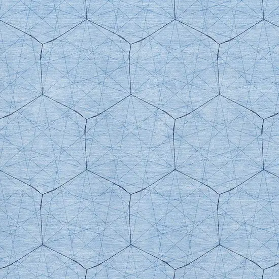 Sky Blue And Denim Blue Geometric Washable Area Rug With UV Protection Photo 2