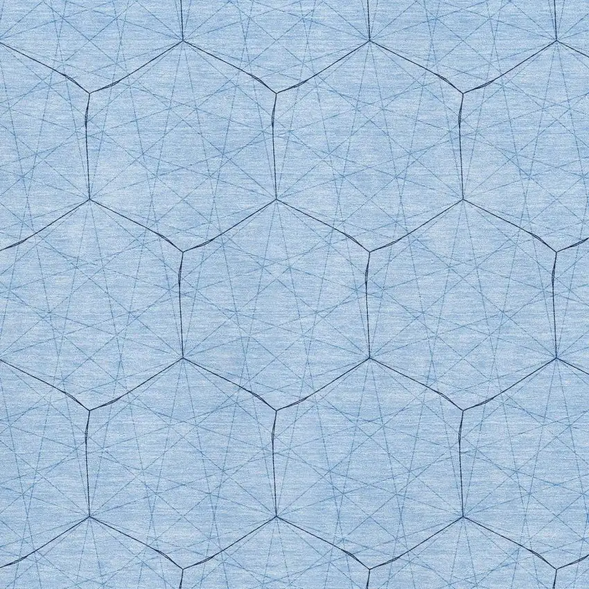 Sky Blue And Denim Blue Geometric Washable Area Rug With UV Protection Photo 2
