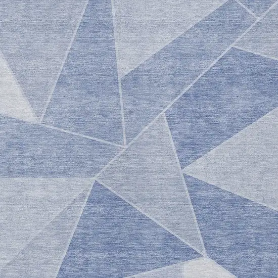 Sky Blue And Denim Blue Geometric Washable Indoor Outdoor Area Rug Photo 5