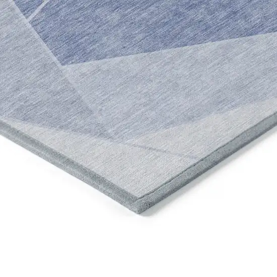 Sky Blue And Denim Blue Geometric Washable Indoor Outdoor Area Rug Photo 4