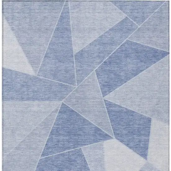 Sky Blue And Denim Blue Geometric Washable Indoor Outdoor Area Rug Photo 6