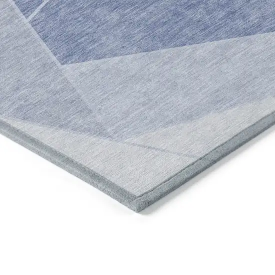 Sky Blue And Denim Blue Geometric Washable Indoor Outdoor Area Rug Photo 3