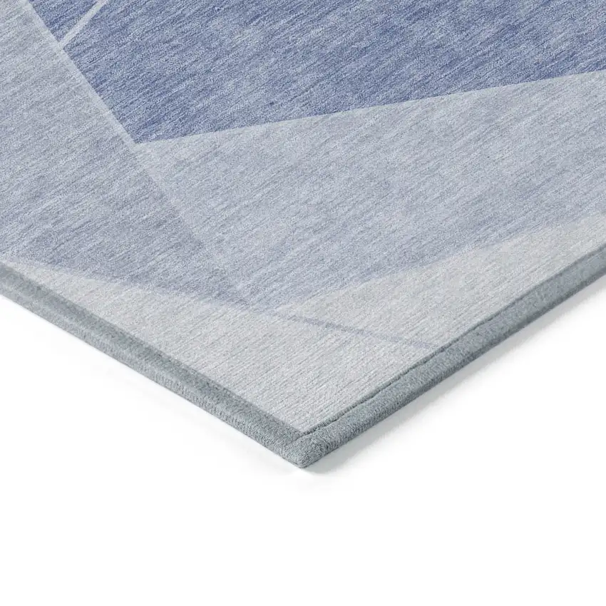 Sky Blue And Denim Blue Geometric Washable Indoor Outdoor Area Rug Photo 3