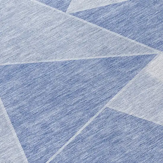 Sky Blue And Denim Blue Geometric Washable Indoor Outdoor Area Rug Photo 8