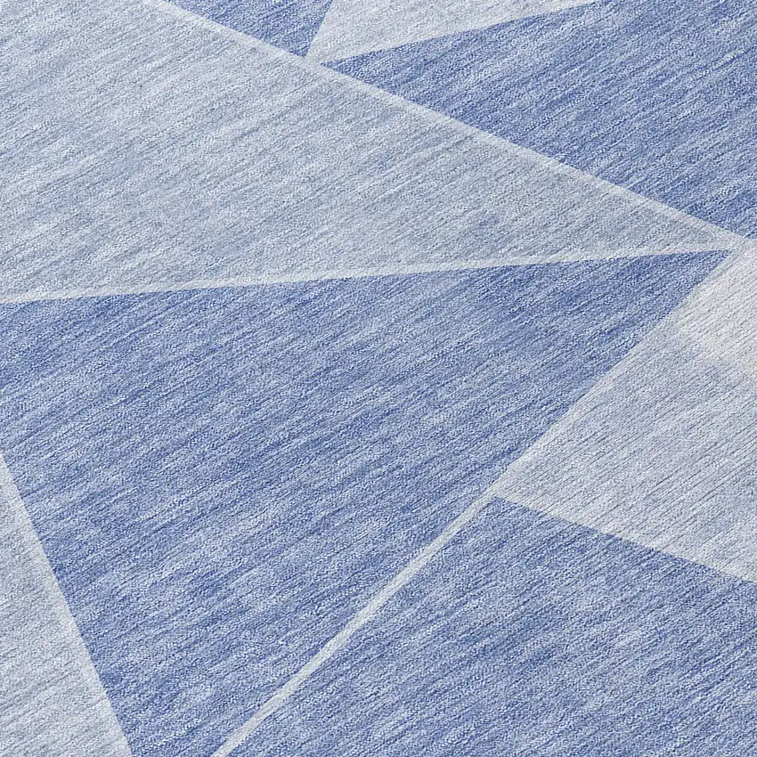 Sky Blue And Denim Blue Geometric Washable Indoor Outdoor Area Rug Photo 8