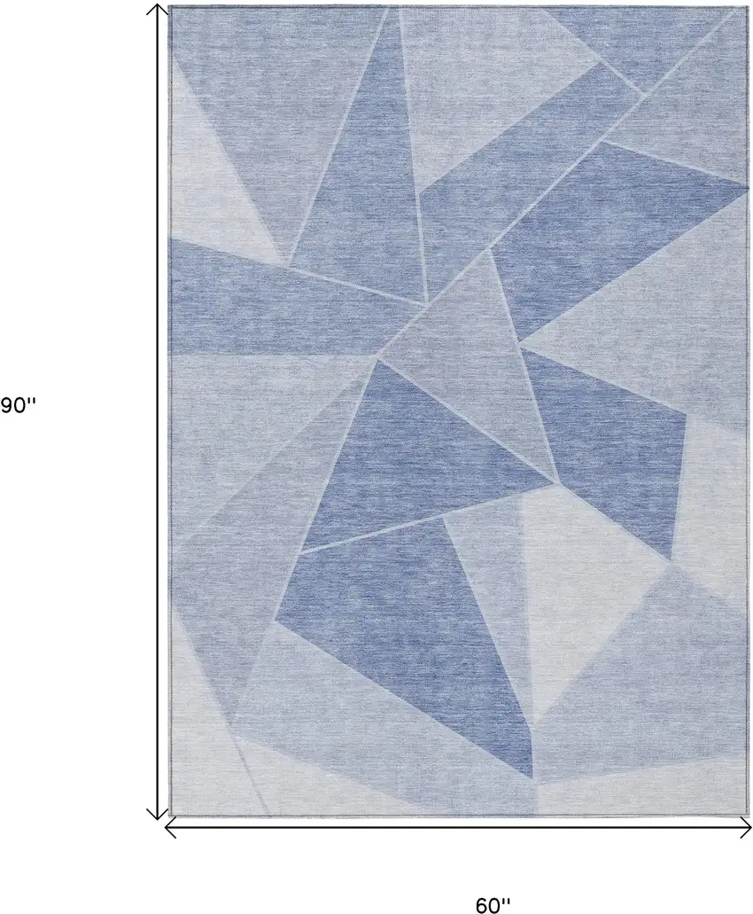 Sky Blue And Denim Blue Geometric Washable Indoor Outdoor Area Rug Photo 9