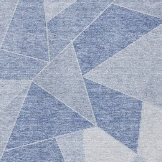 Sky Blue And Denim Blue Geometric Washable Indoor Outdoor Area Rug Photo 4