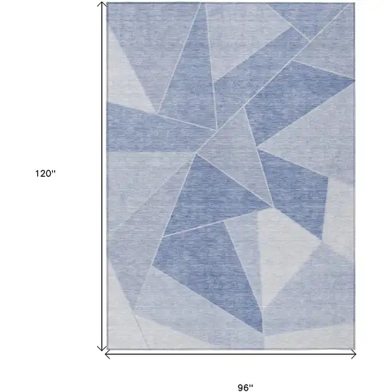 Sky Blue And Denim Blue Geometric Washable Indoor Outdoor Area Rug Photo 3