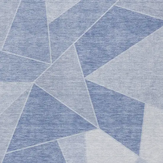Sky Blue And Denim Blue Geometric Washable Indoor Outdoor Area Rug Photo 4