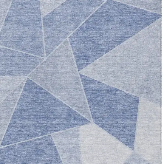 Sky Blue And Denim Blue Geometric Washable Indoor Outdoor Area Rug Photo 5