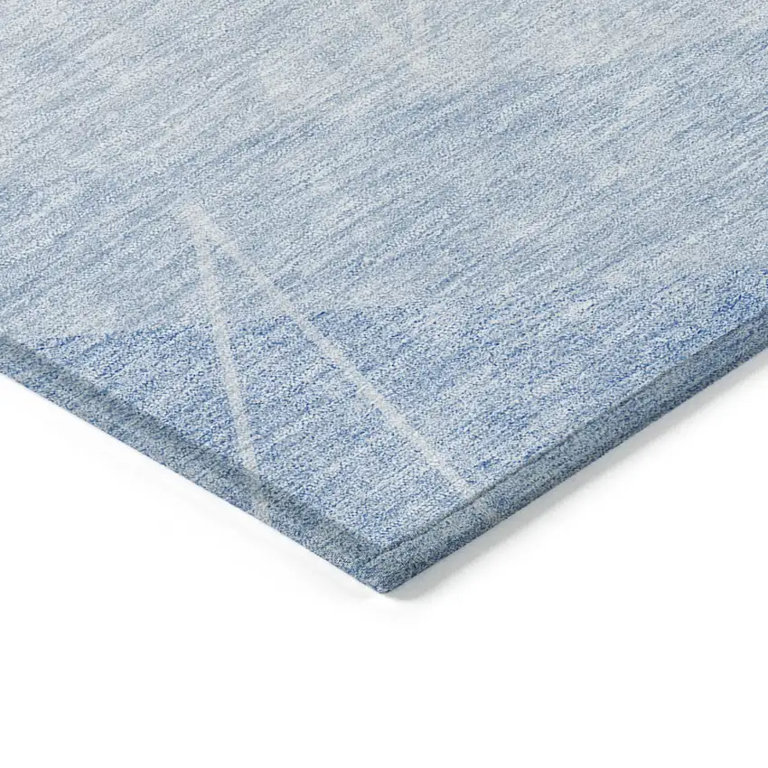 Sky Blue And Denim Blue Geometric Washable Indoor Outdoor Area Rug Photo 3