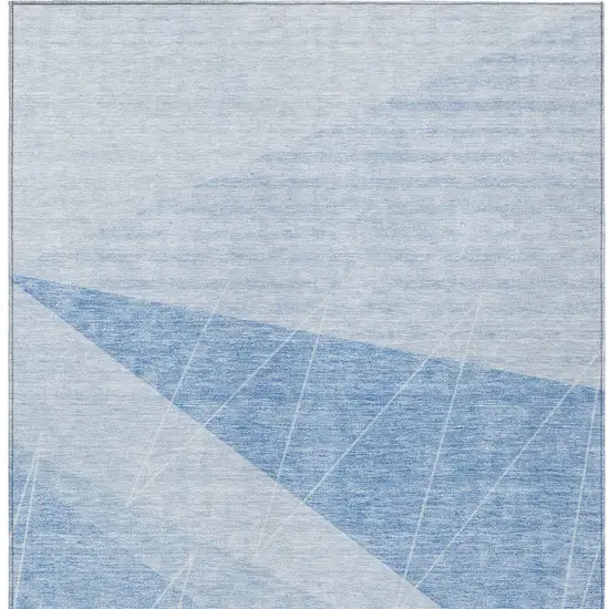 Sky Blue And Denim Blue Geometric Washable Indoor Outdoor Area Rug Photo 5