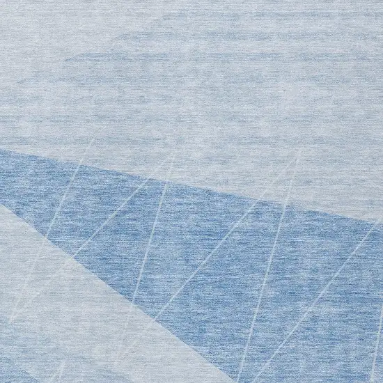 Sky Blue And Denim Blue Geometric Washable Indoor Outdoor Area Rug Photo 4