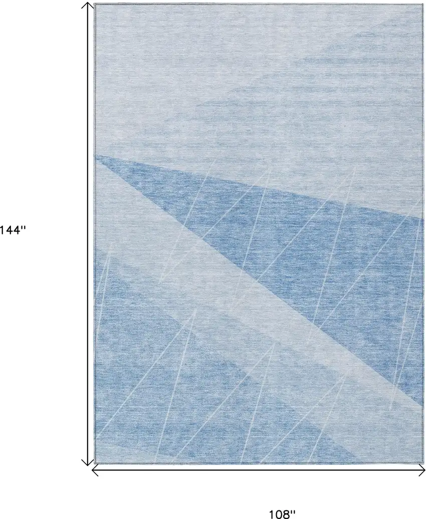 Sky Blue And Denim Blue Geometric Washable Indoor Outdoor Area Rug Photo 3