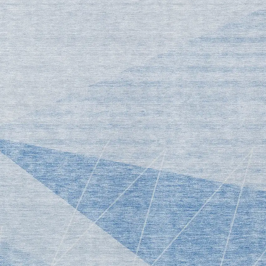 Sky Blue And Denim Blue Geometric Washable Indoor Outdoor Area Rug Photo 5