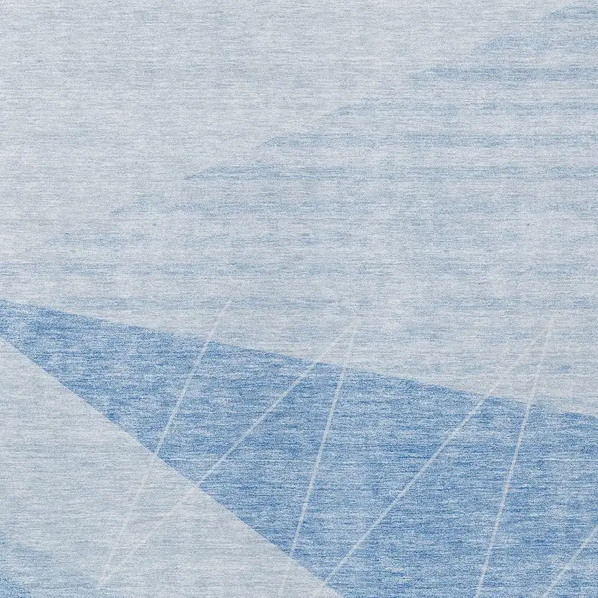 Sky Blue And Denim Blue Geometric Washable Indoor Outdoor Area Rug Photo 4