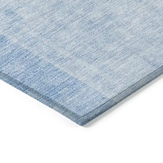 Sky Blue And Denim Blue Geometric Washable Indoor Outdoor Area Rug Photo 3