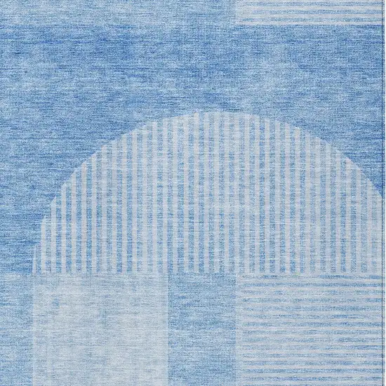 Sky Blue And Denim Blue Geometric Washable Indoor Outdoor Area Rug Photo 4