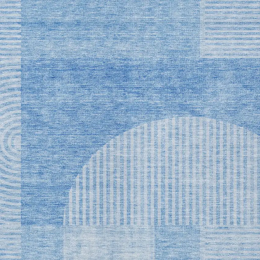 Sky Blue And Denim Blue Geometric Washable Indoor Outdoor Area Rug Photo 4