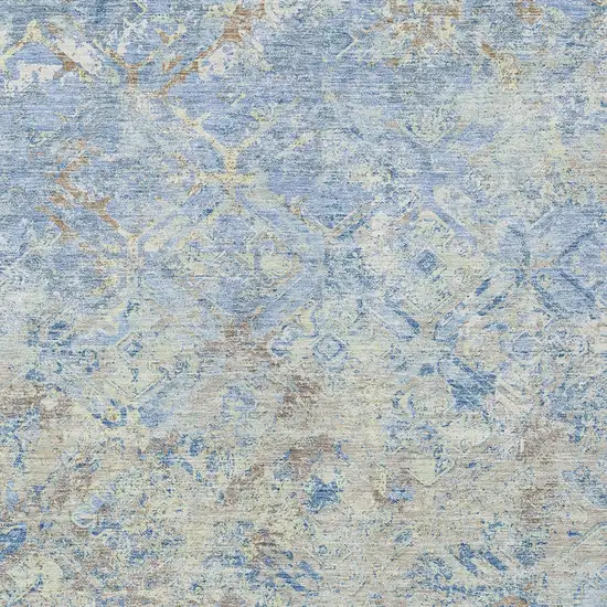 Sky Blue And Denim Blue Geometric Washable Indoor Outdoor Area Rug Photo 5