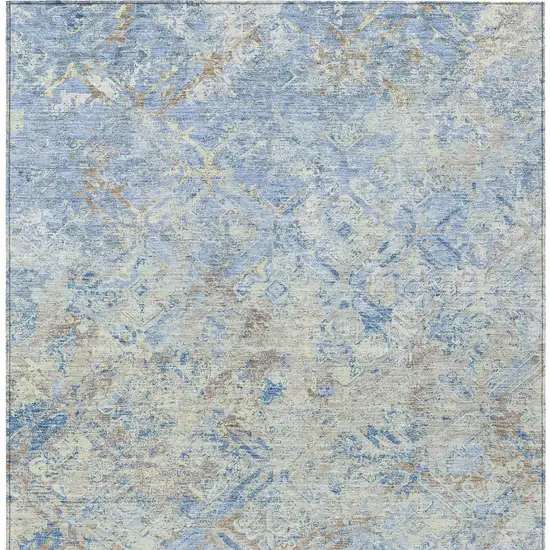 Sky Blue And Denim Blue Geometric Washable Indoor Outdoor Area Rug Photo 4