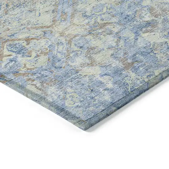 Sky Blue And Denim Blue Geometric Washable Indoor Outdoor Area Rug Photo 3